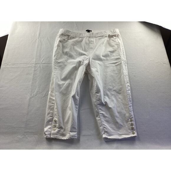 Susan Graver White Denim Capri Pants sz 18W - Picture 1 of 3